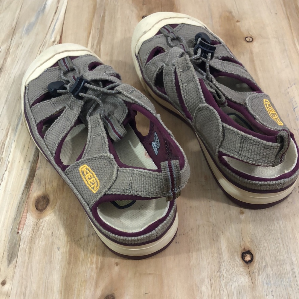 KEEN Coronado Bungee Sandal Canvas Tan & Burgundy 37 6.5 - Picture 4 of 6
